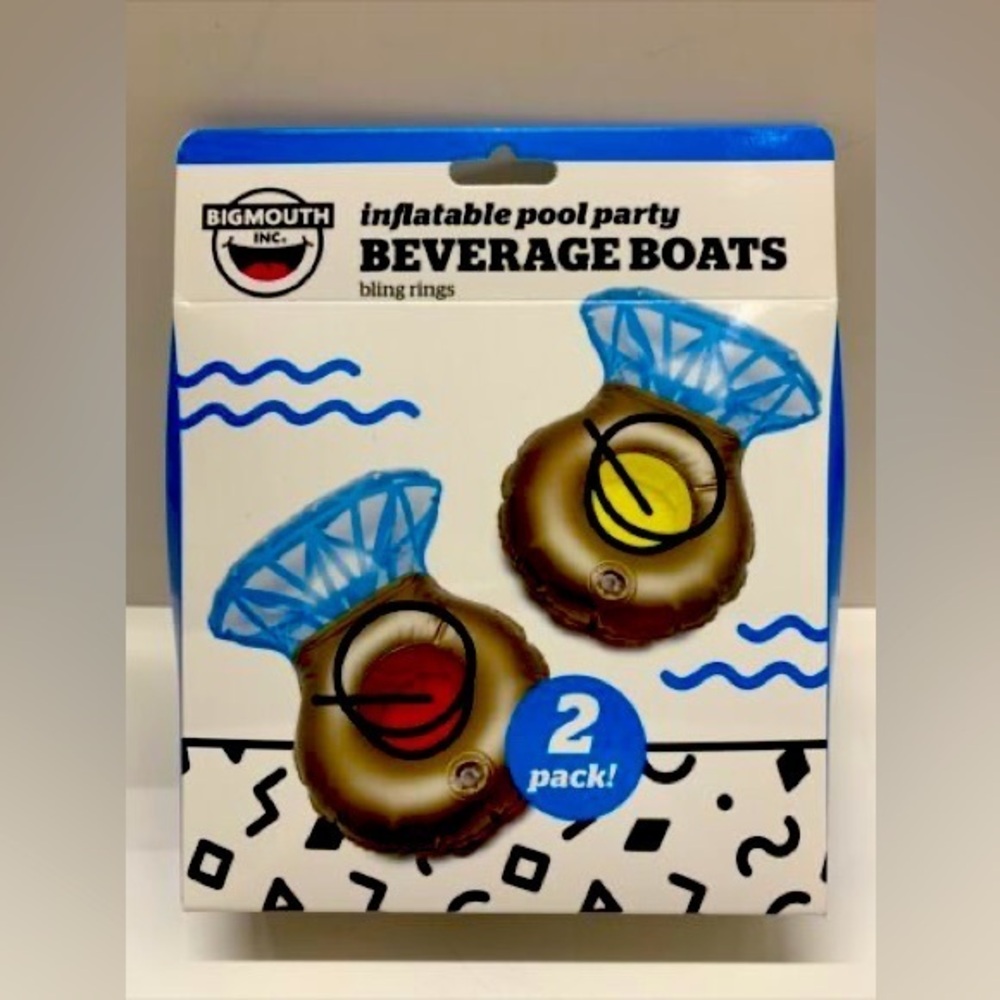 Bigmouth Inc 2 Pack Inflatable Pool Party Bling Rings Beverage Boats NEW